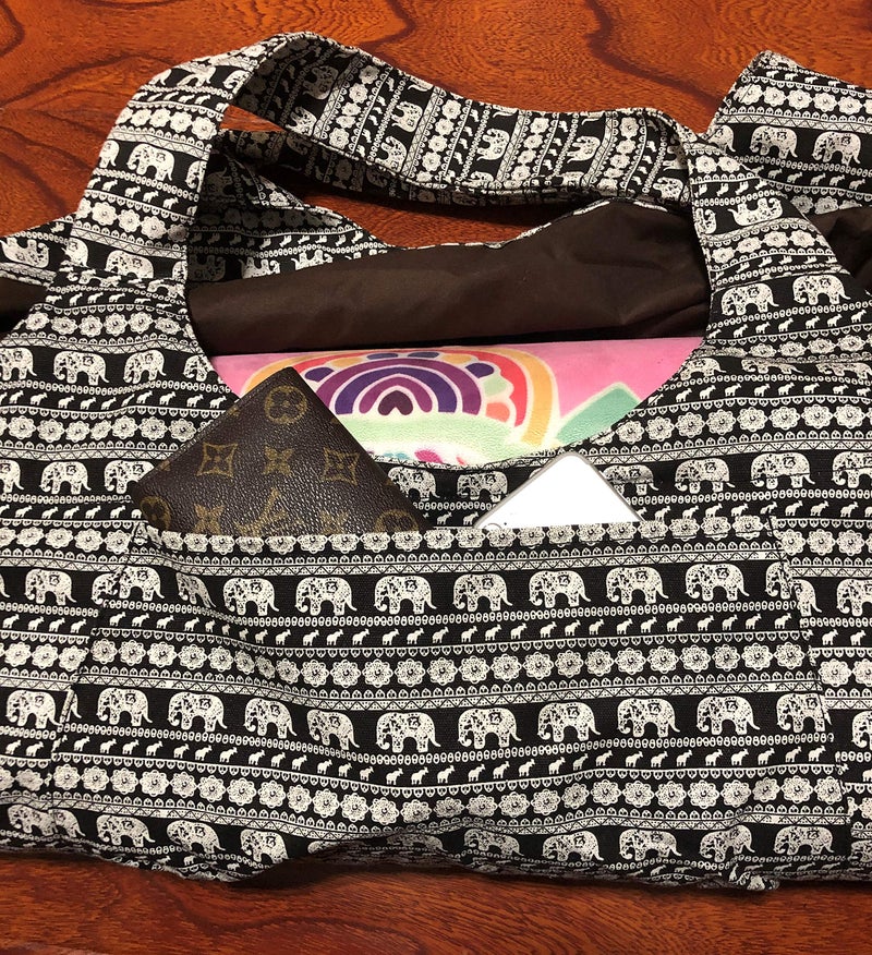 あおぞら(AOZORA) Aozora Yoga Mat Bag Large Yoga Mat Tote Sling Carrier with Pockets Fits Mats with Multi-Functional Storage Pockets Light and Durable (Elephant) - Image 5